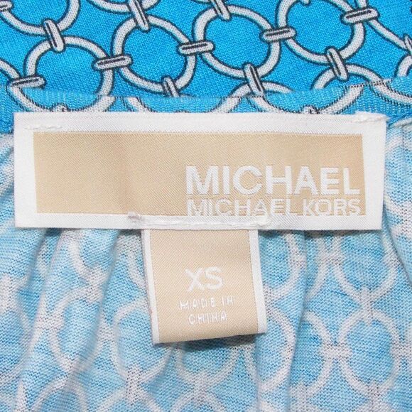 MICHAEL KORS Blouse/Top, XS, LOGO, Blue Interlinked Chains print, MK - Picture 8 of 11
